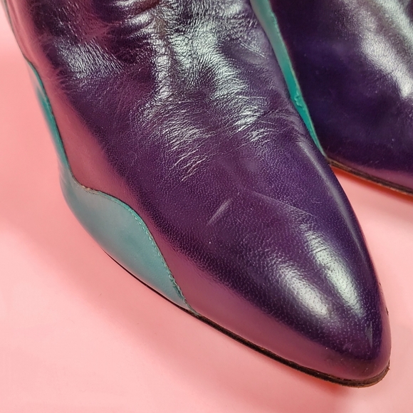 SOLDVtg 80s colorblock boots/heels - Picture 8 of 16